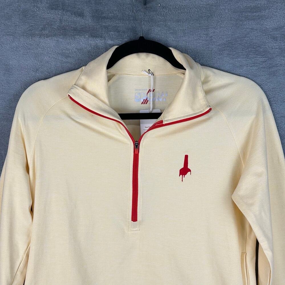 Marine Layer Weekend Sport Top Mens Extra Small Yellow Long Sleeve 1/4 Zip NEW - Picture 2 of 13